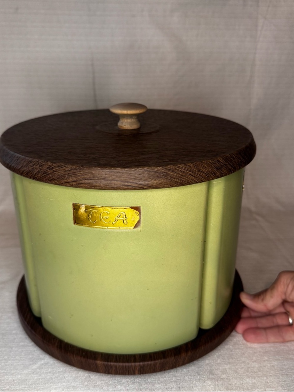 Rotating Canister Set Avocado Green Lazy Susan Retro 70s Kitchen - Picture 5 of 7
